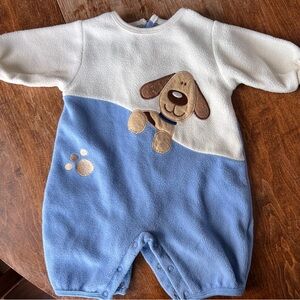 Okie Dokie Blue and White Dog Bodysuit